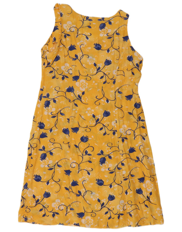 Vintage Womens Sleeveless Basic Dress EU 40 Medium Yellow Floral