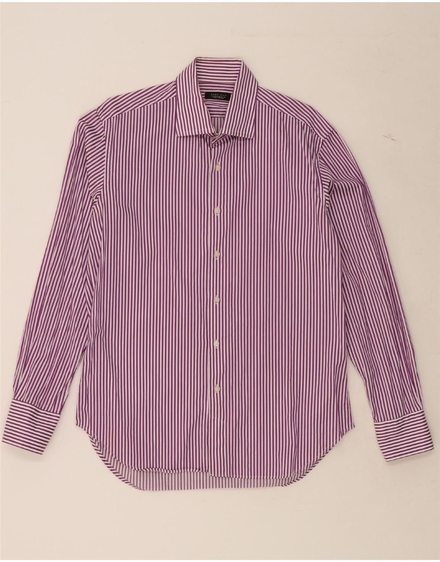 Camicia da uomo ZARA EU 42 a righe viola larghe Abbigliamento