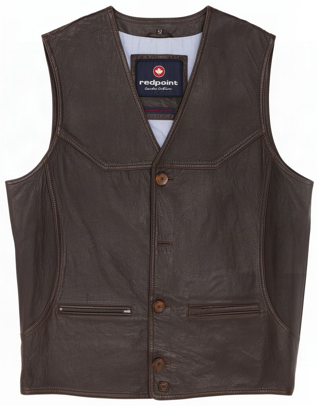 Redpoint Mens Leather Waistcoat IT 52 XL Brown