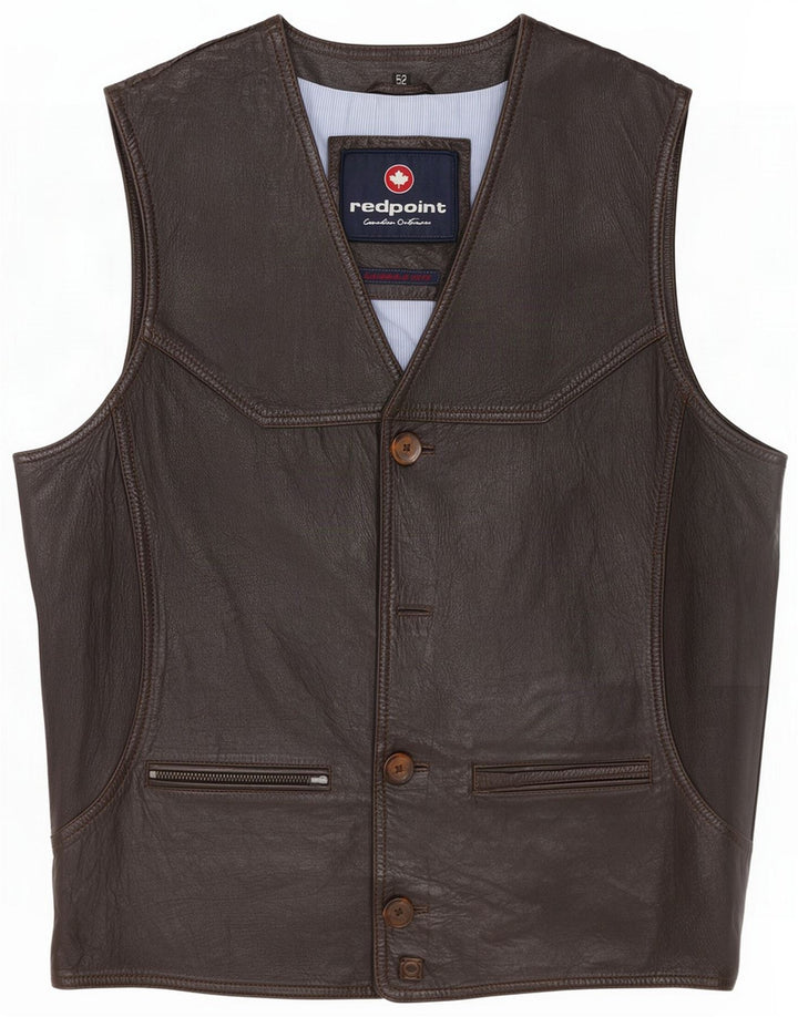 Redpoint Mens Leather Waistcoat IT 52 XL Brown