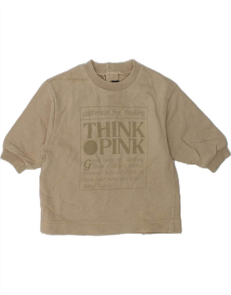 THINK PINK Baby Boys Graphic Sweatshirt Jumper 3-6 Months Brown Cotton | Vintage Think Pink | Thrift | Second-Hand Think Pink | Used Clothing | Messina Hembry 