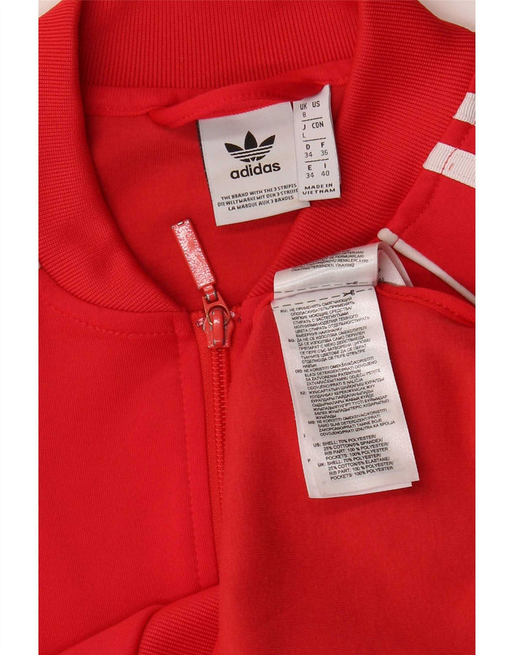 Adidas Womens Tracksuit Top Jacket UK 8 Small Red Polyester