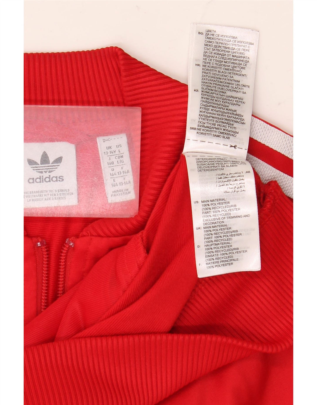 ADIDAS Boys Tracksuit Top Jacket 13-14 Years Red Polyester