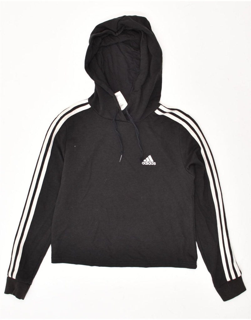 ADIDAS Womens Hoodie Jumper UK 4-6 XS Black Cotton | Vintage Adidas | Thrift | Second-Hand Adidas | Used Clothing | Messina Hembry 