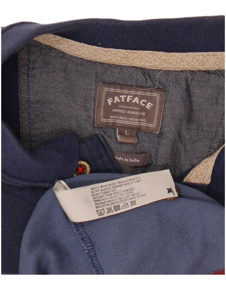 Fat Face Mens Polo Shirt Large Blue Striped Cotton