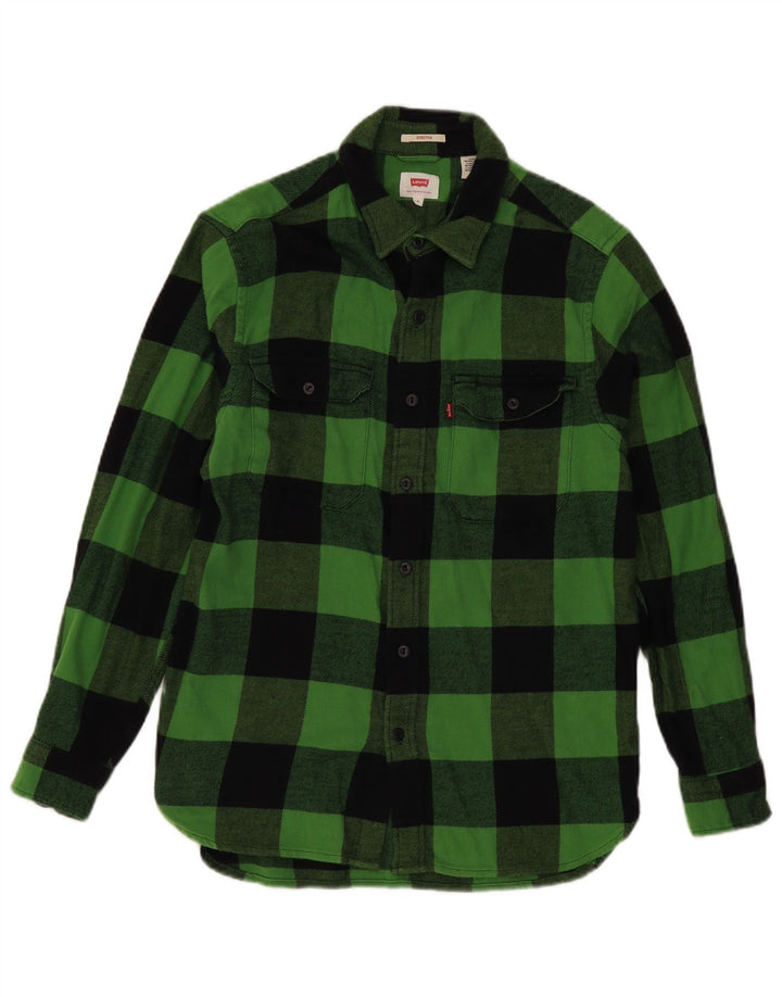 Levi's Mens Flannel Shirt Small Green Check Cotton