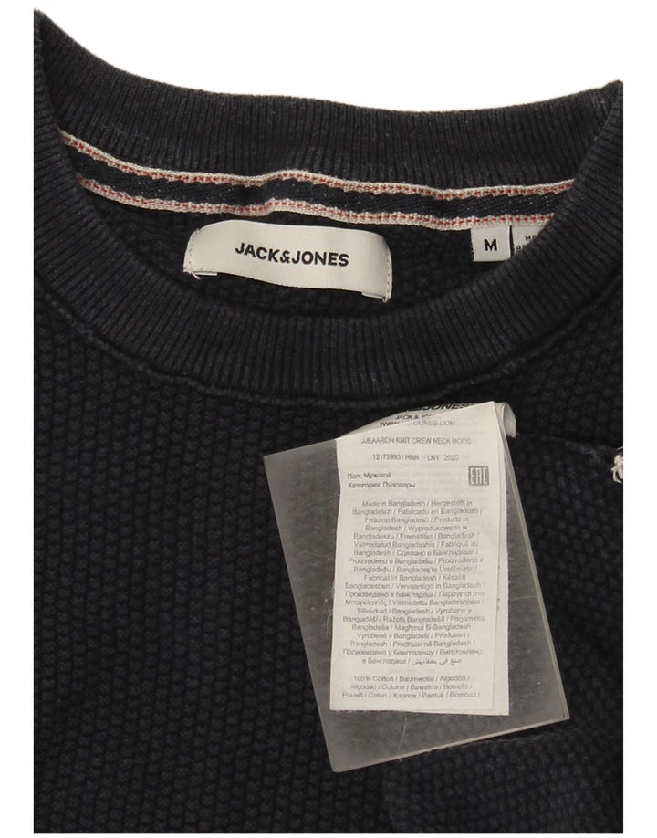Jack & Jones Mens Crew Neck Jumper Sweater Medium Navy Blue Cotton