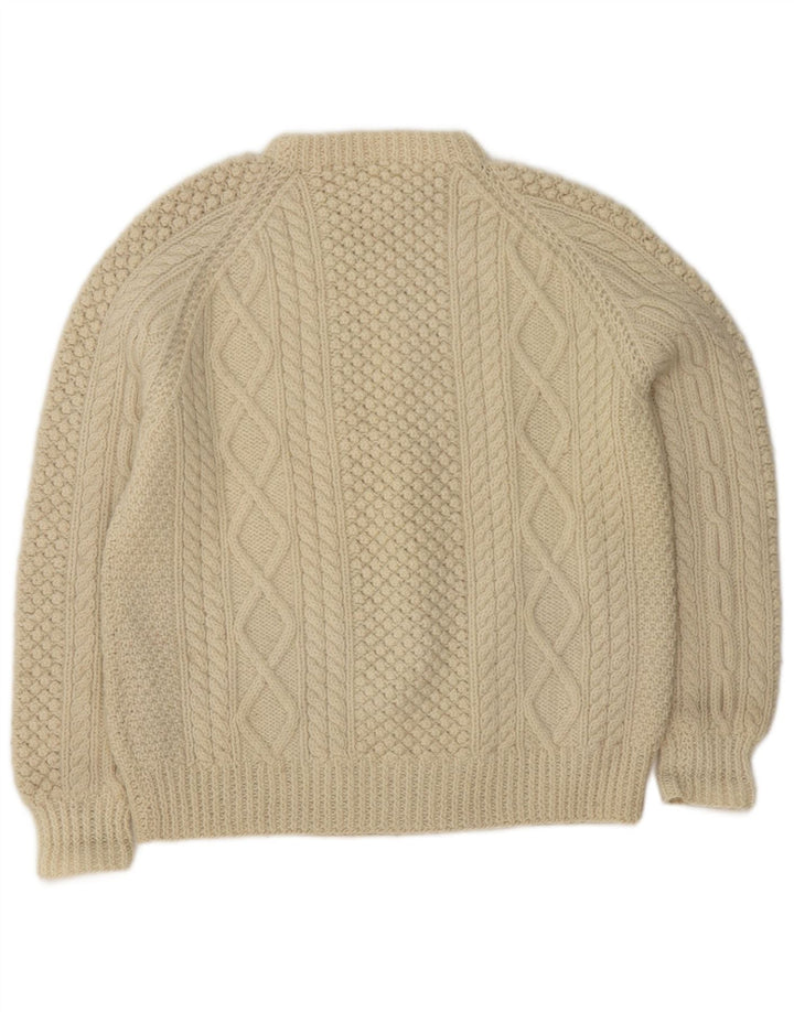 Vintage Mens Crew Neck Jumper Sweater Medium Off White