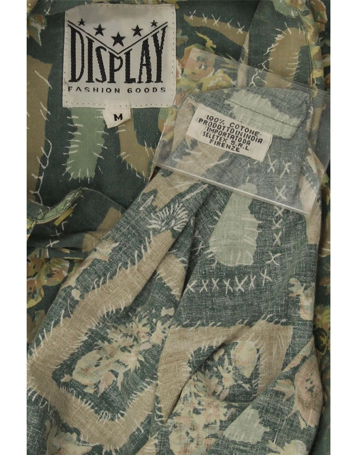 Vintage Mens Shirt Medium Green Floral Cotton