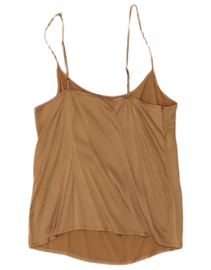 Vintage Womens Cami Top UK 8 Small Brown Silk