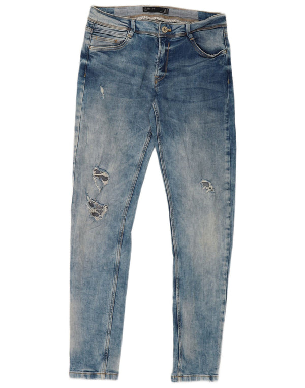 Zara Womens Acid Wash Distressed Skinny Jeans EU 38 Small W28 L28 Blue