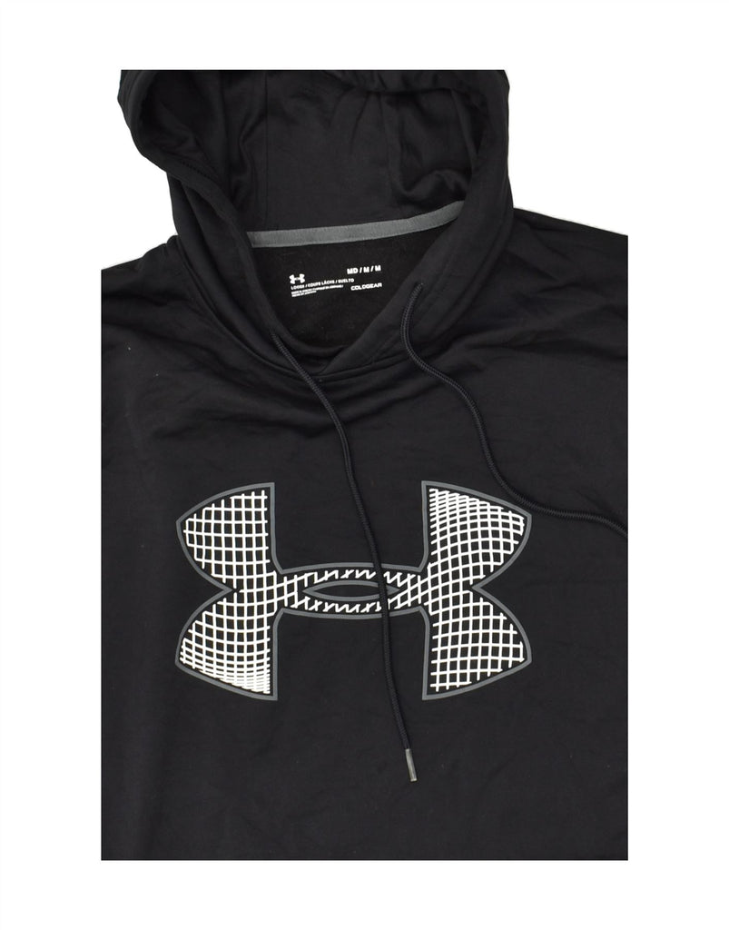 UNDER ARMOUR Mens Cold Gear Graphic Hoodie Jumper Medium Black Polyester | Vintage Under Armour | Thrift | Second-Hand Under Armour | Used Clothing | Messina Hembry 