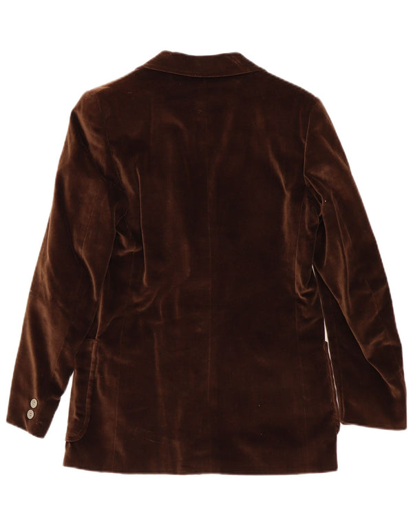 Vintage Womens 2 Button Velvet Blazer Jacket UK 8 Small Brown