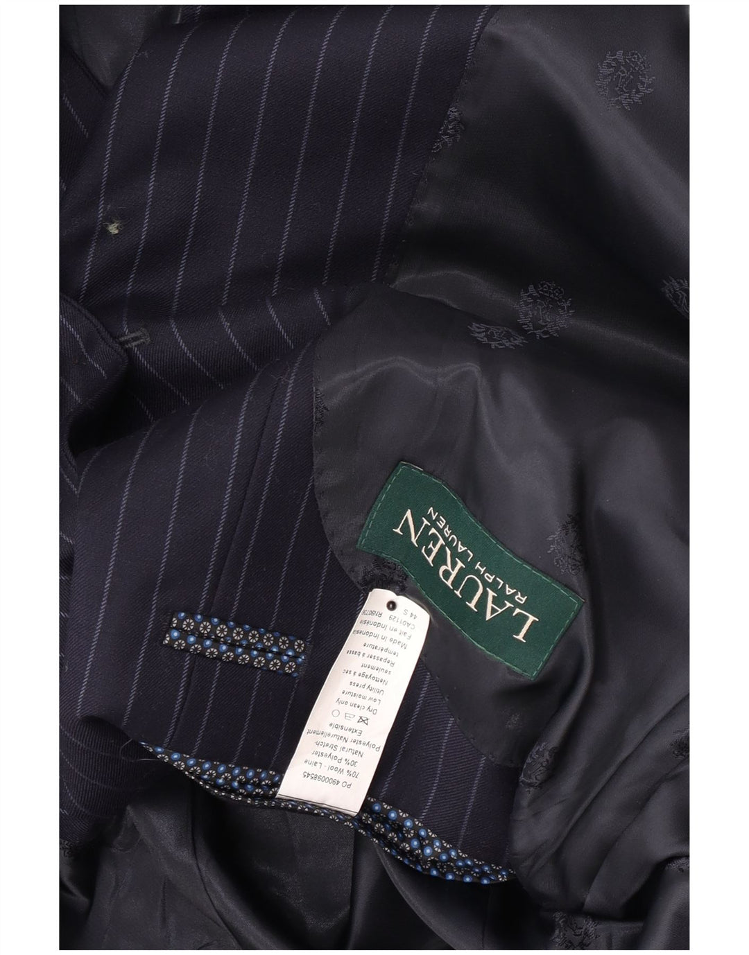 Ralph Lauren Mens 2 Button Blazer Jacket UK 44 XL Navy Blue Pinstripe Wool