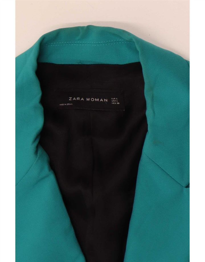 Zara Womens 1 Button Blazer Jacket UK 14 Large Turquoise