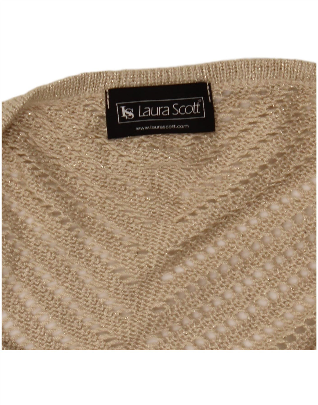 LAURA SCOTT Womens Short Sleeve Boat Neck Jumper Sweater UK 8 Small Beige