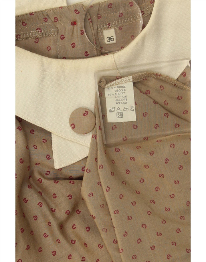 VINTAGE Womens Shirt Blouse EU 36 Small Brown Flecked Viscose Vintage Vintage and Second-Hand Vintage from Messina Hembry 