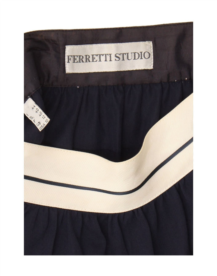 Ferretti Studio Womens Straight Skirt UK 12 Medium W26 Navy Blue Rayon