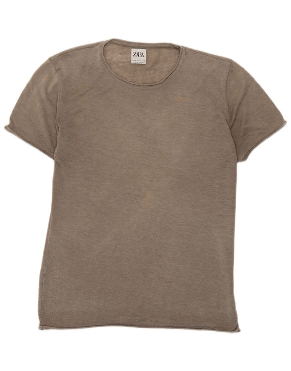 Zara Womens T-Shirt Top UK 10 Small Brown