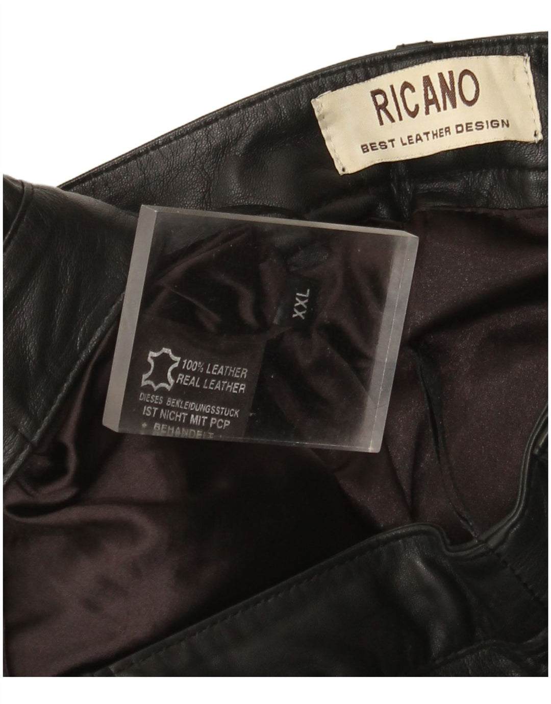 Ricano Womens Straight Leather Trousers W34 L30 Black Leather