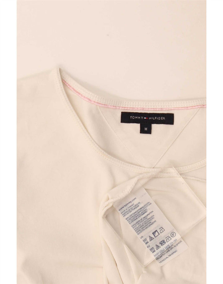 Tommy Hilfiger Womens Top Long Sleeve UK 12 Medium White Cotton