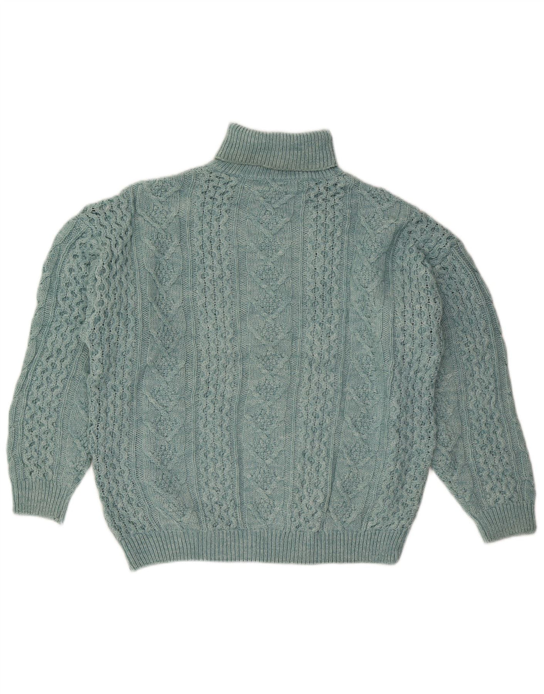 VINTAGE Womens Oversized Roll Neck Jumper Sweater UK 18 XL Blue Wool