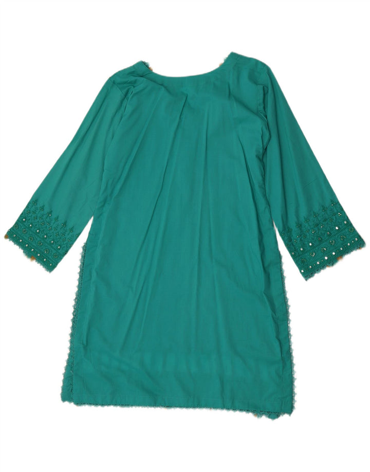 Vintage Womens Long Sleeve Tunic Dress UK 12 Medium Green