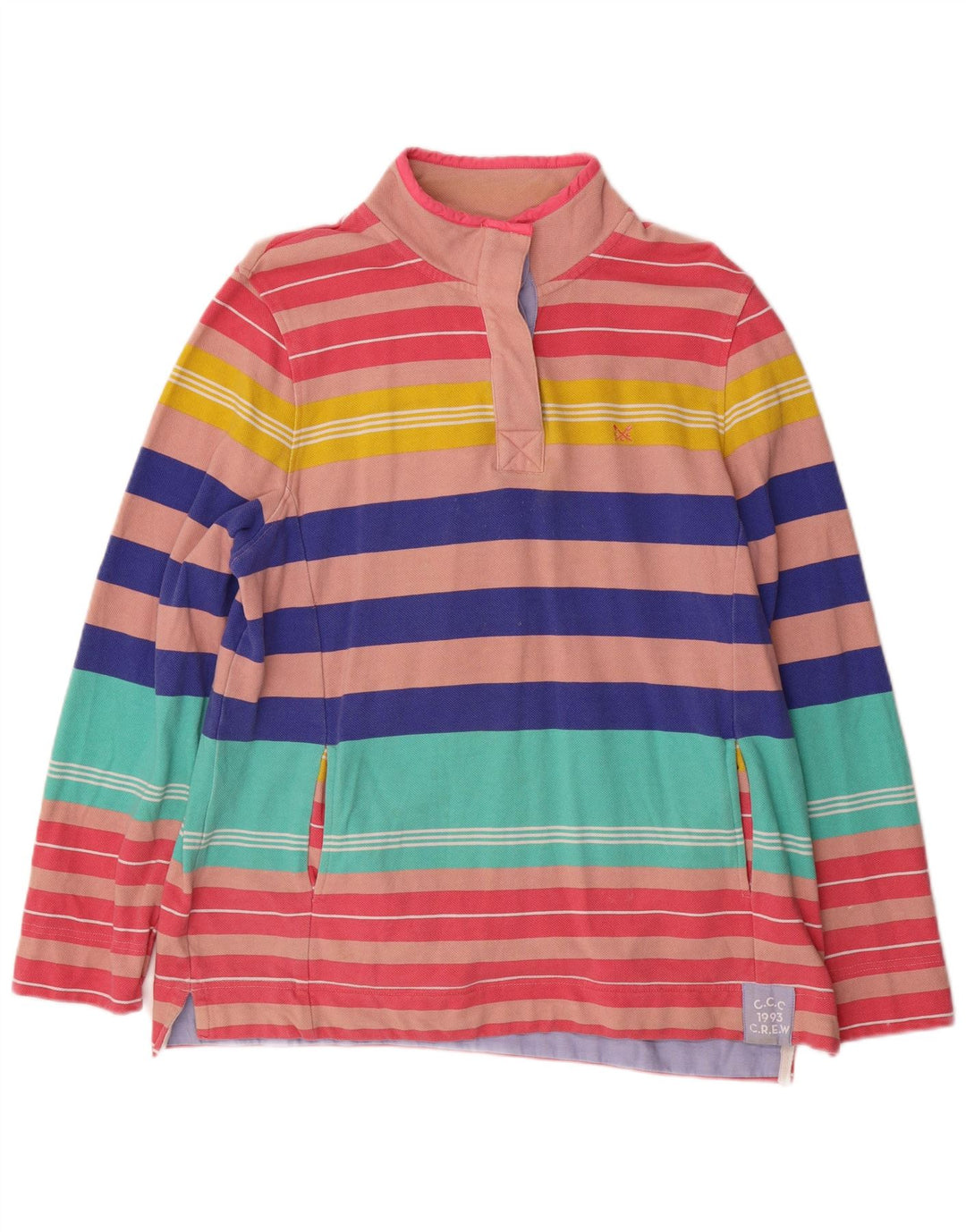 CREW CLOTHING Womens Sweatshirt Jumper UK 16 Large Multicoloured Striped