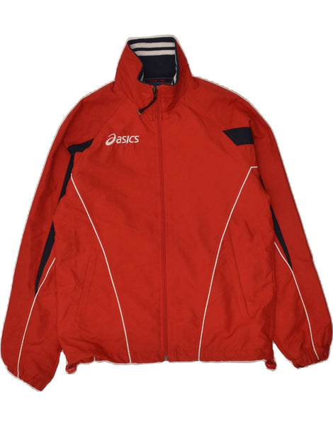 ASICS Boys Tracksuit Top Jacket 11-12 Years Red Polyester