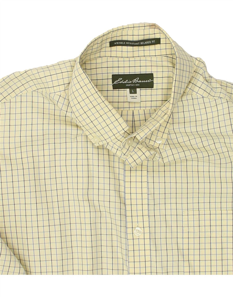 EDDIE BAUER Mens Relaxed Fit Shirt Large Yellow Check Cotton | Vintage Eddie Bauer | Thrift | Second-Hand Eddie Bauer | Used Clothing | Messina Hembry 