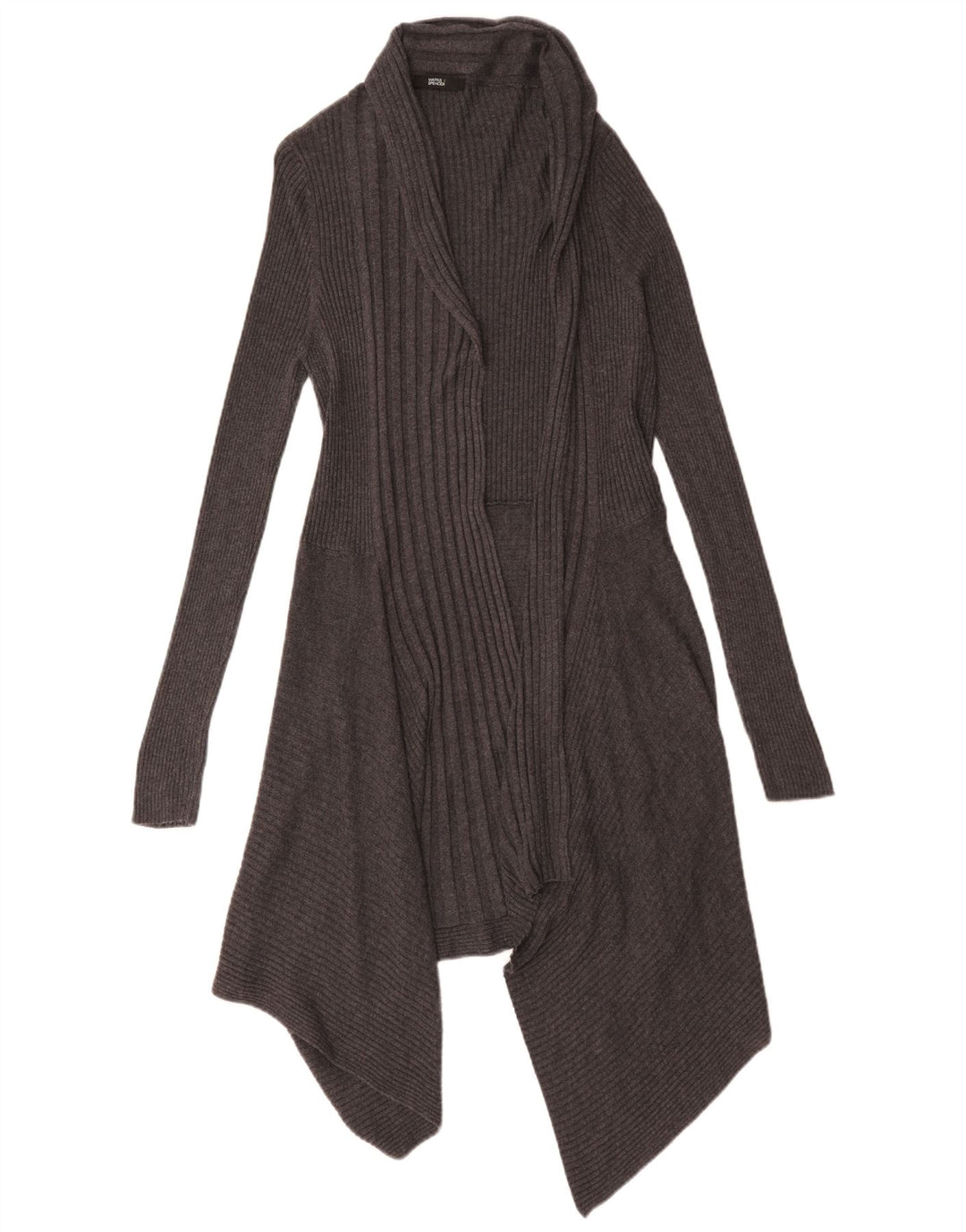 Marks & Spencer Womens Longline Open Cardigan Sweater UK 18 XL Grey