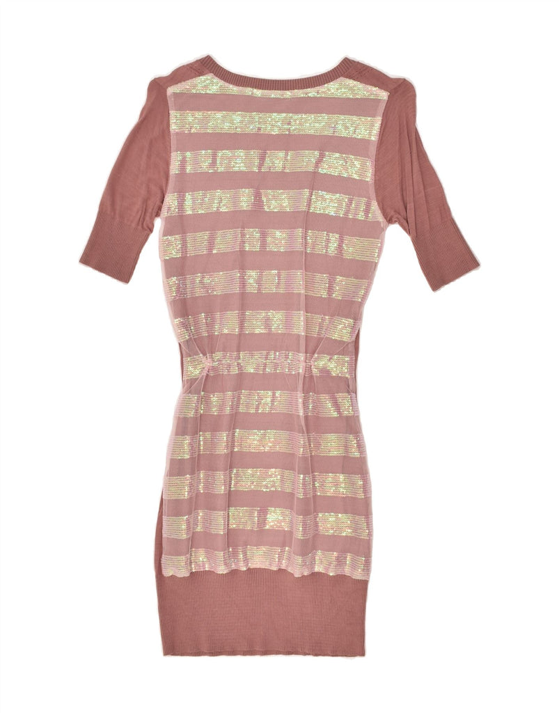 GUESS Womens Short Sleeves Jumper Dress UK 8 Small Pink Striped Viscose | Vintage Guess | Thrift | Second-Hand Guess | Used Clothing | Messina Hembry 