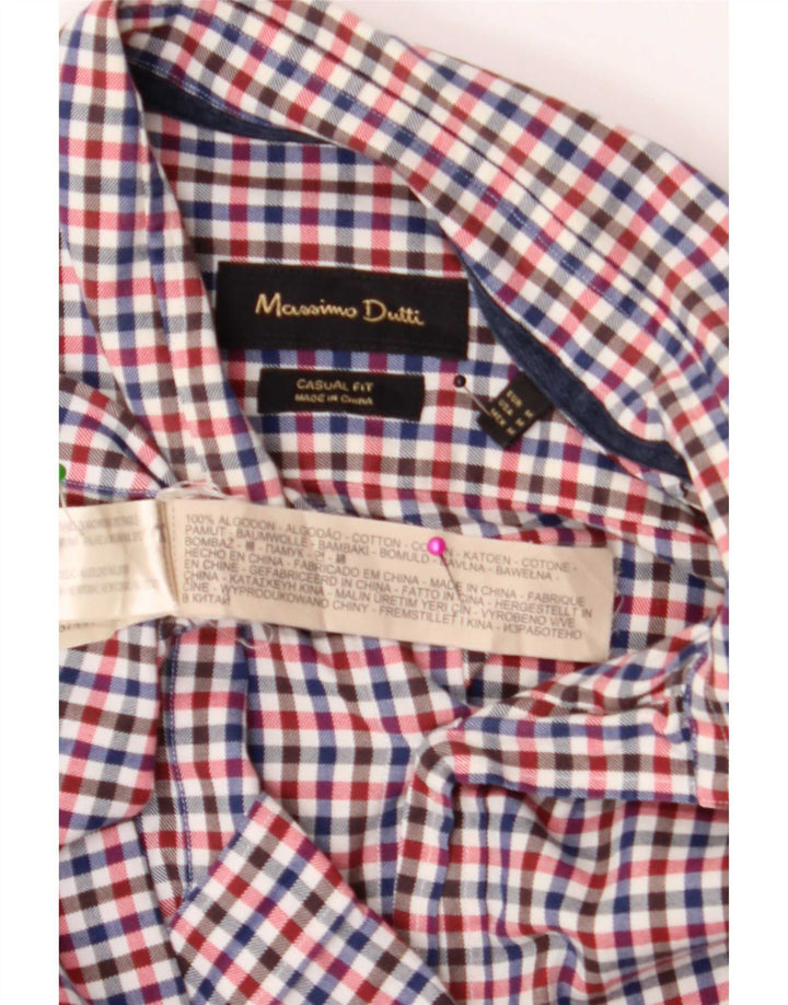 Massimo Dutti Mens Casual Fit Shirt Medium Multicoloured Gingham Cotton