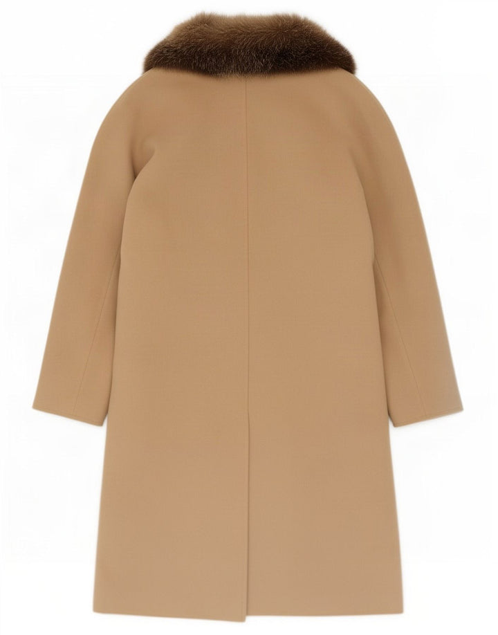 Pierrette B Womens Double Breasted Coat US 10 Large Beige Wool