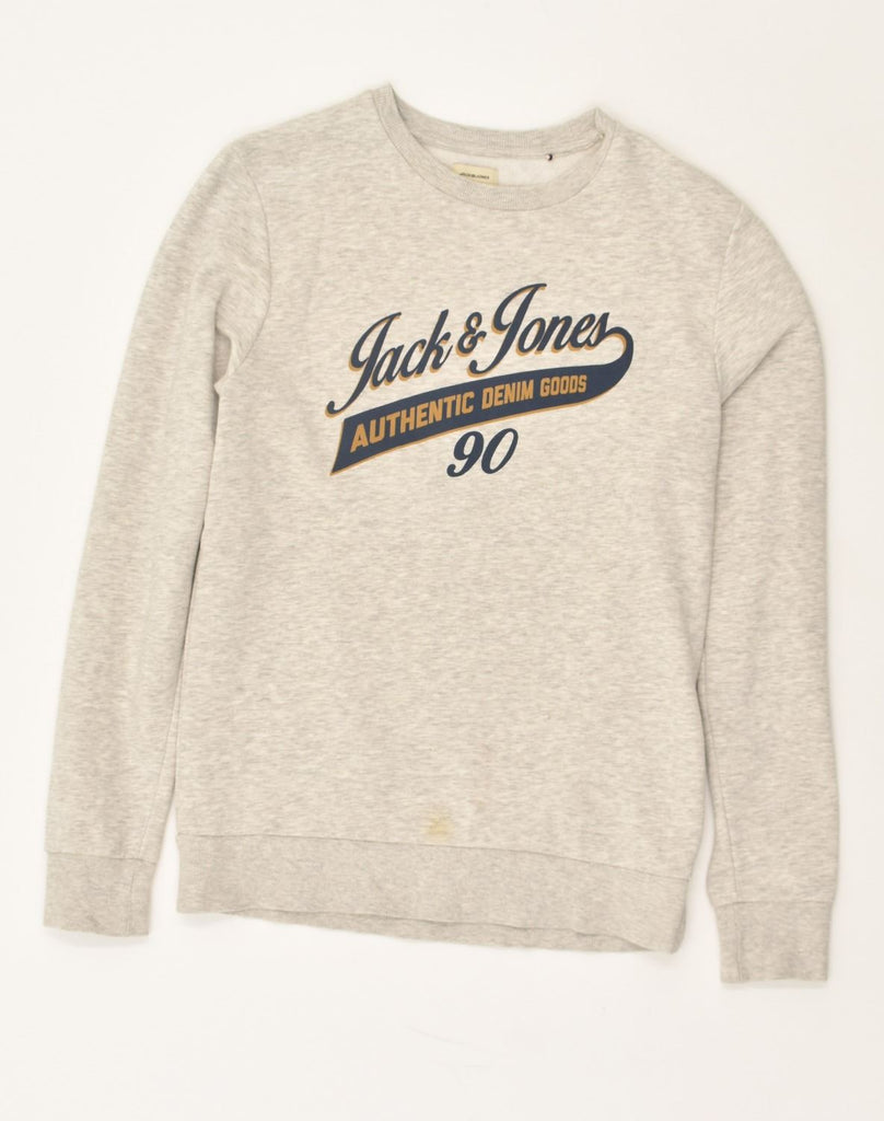 JACK & JONES Mens Graphic Sweatshirt Jumper Small Grey Cotton | Vintage Jack & Jones | Thrift | Second-Hand Jack & Jones | Used Clothing | Messina Hembry 