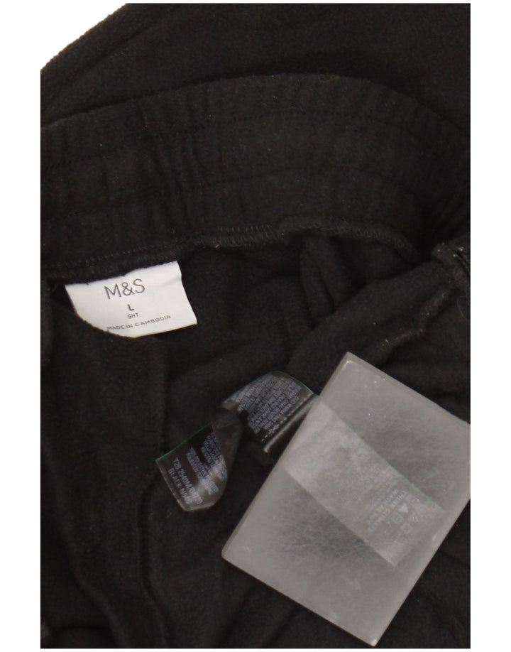 Marks & Spencer Mens Fleece Tracksuit Trousers Large Black Polyester