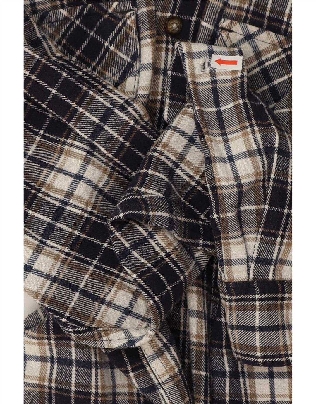 Vintage Mens Flannel Shirt XL Navy Blue Check Cotton