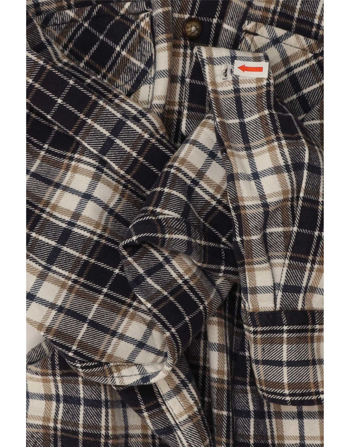 Vintage Mens Flannel Shirt XL Navy Blue Check Cotton