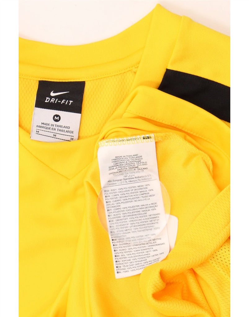 NIKE Mens Dri Fit T-Shirt Top Medium Yellow Colourblock Polyester Vintage Nike and Second-Hand Nike from Messina Hembry 