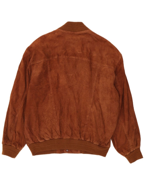 Vintage Mens Suede Bomber Jacket EU 54 2XL Brown