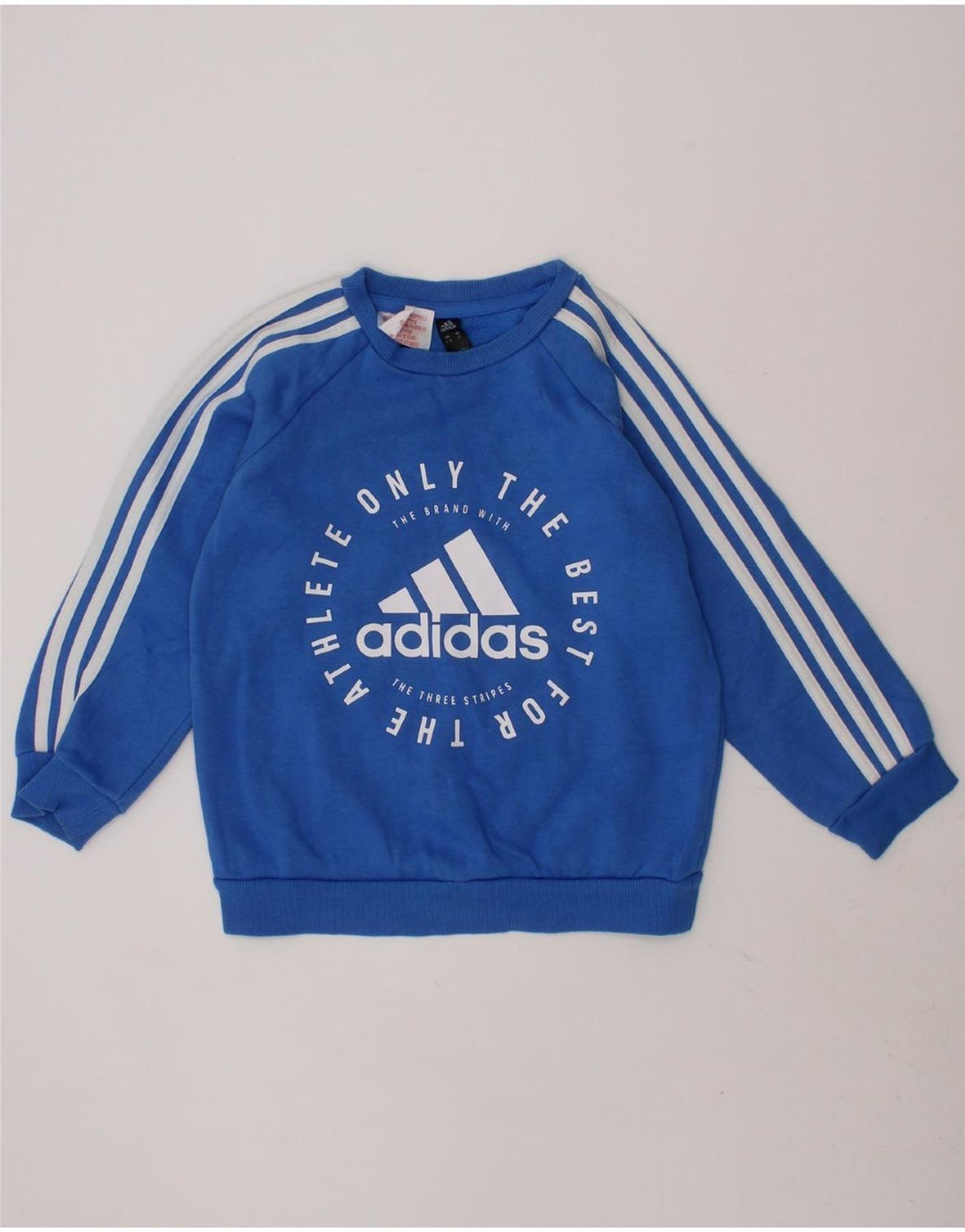ADIDAS Boys Graphic Sweatshirt Jumper 2-3 Years Blue Cotton Vintage Adidas and Second-Hand Adidas from Messina Hembry 