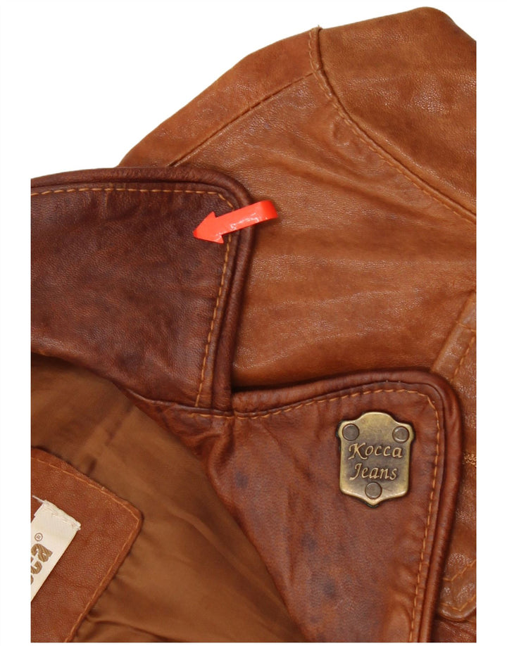 KOCCA Womens Leather Jacket UK 10 Small Brown Leather
