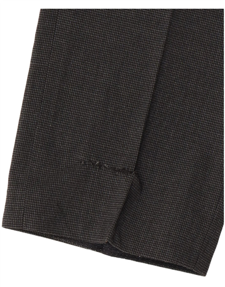 Zara Mens Slim Chino Trousers EU 42 Large W32 L32 Grey Check Wool