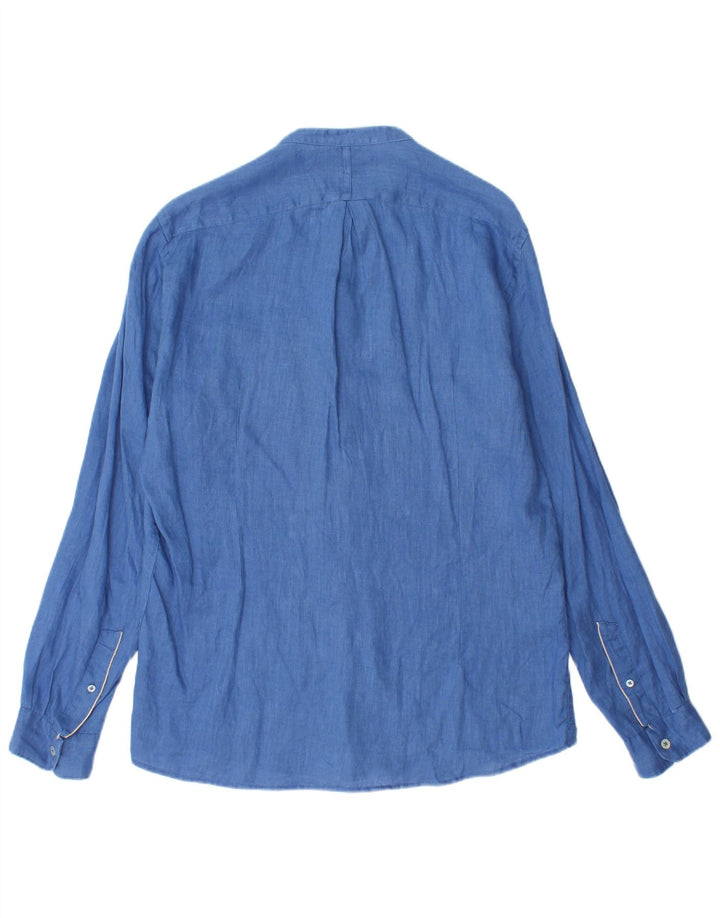 ALLEY DOCKS Mens Shirt Medium Blue Linen