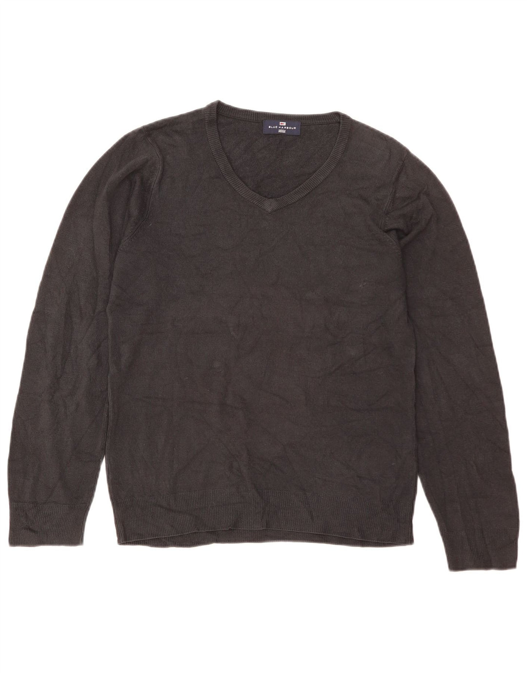 Marks & Spencer Mens Blue Harbour V-Neck Jumper Sweater Small Grey Acrylic