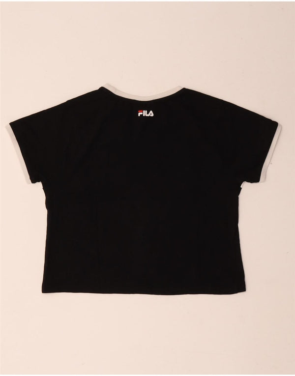 Fila Womens Graphic T-Shirt Top UK 10 Small Black Colourblock Cotton