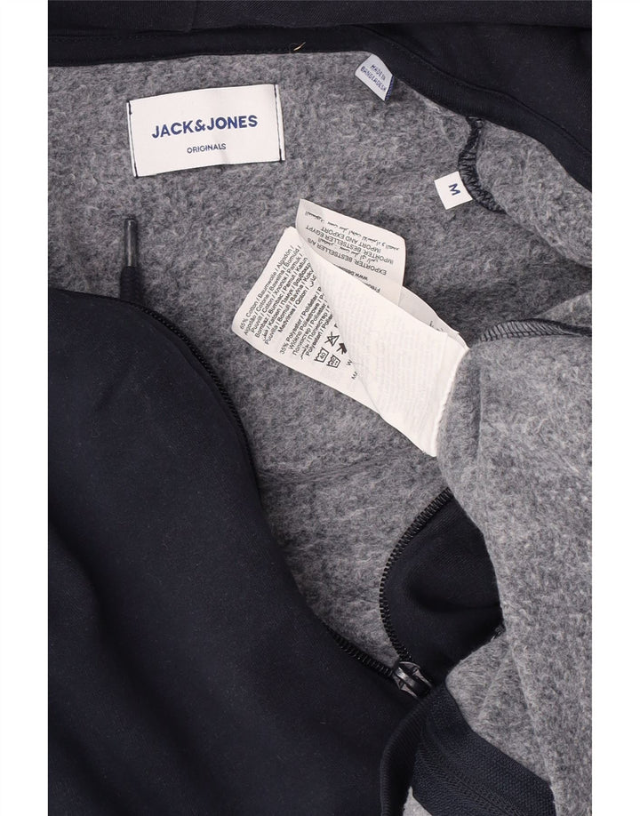 Jack & Jones Mens Graphic Zip Hoodie Sweater Medium Navy Blue Cotton