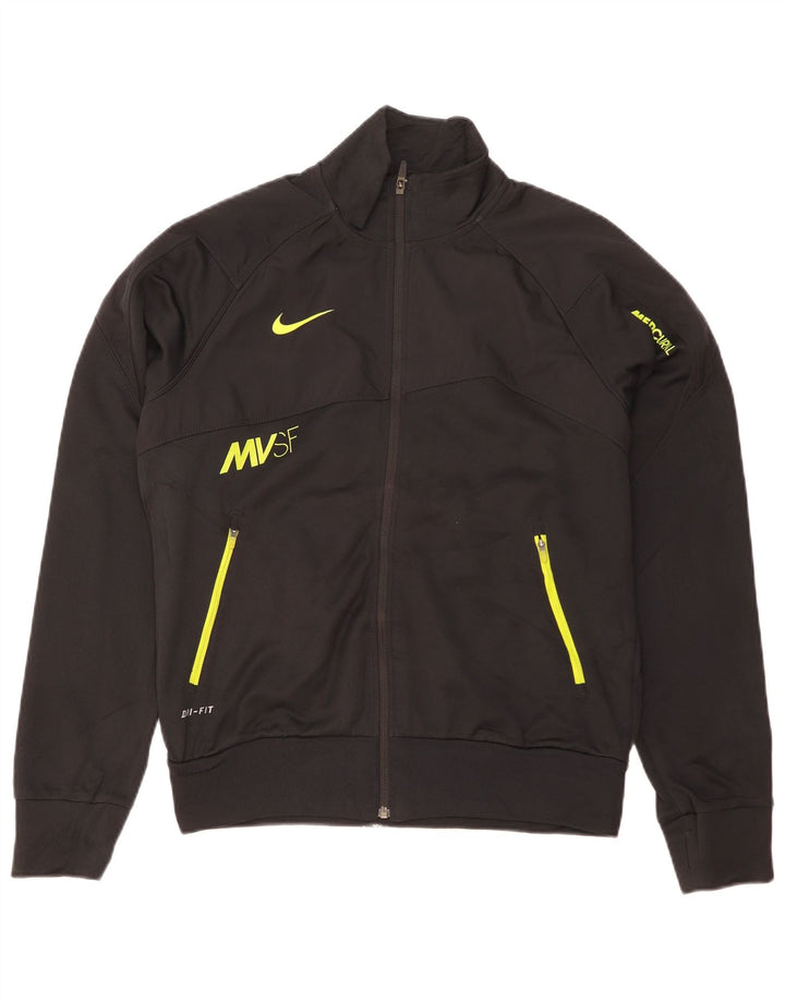 NIKE Mens Dri Fit Graphic Tracksuit Top Jacket Small Black Polyester