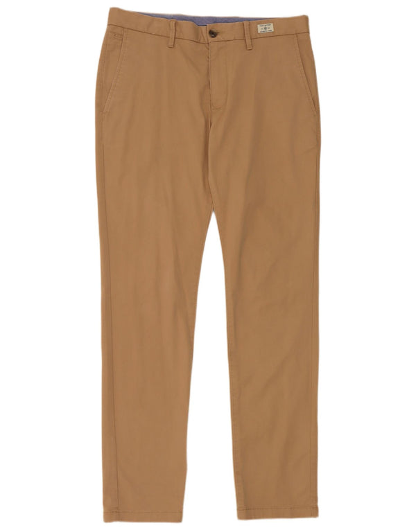 Tommy Hilfiger Mens Slim Chino Trousers W32 L32 Beige Cotton