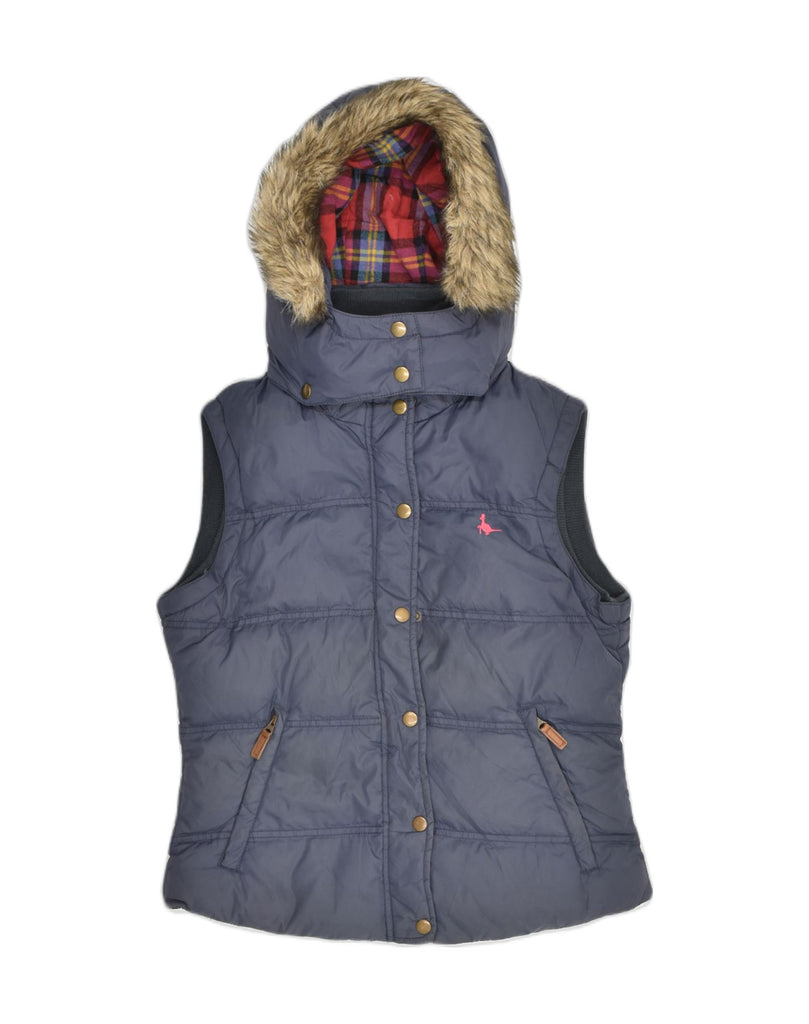 JACK WILLS Womens Hooded Padded Gilet UK 10 Small Navy Blue Polyester | Vintage Jack Wills | Thrift | Second-Hand Jack Wills | Used Clothing | Messina Hembry 